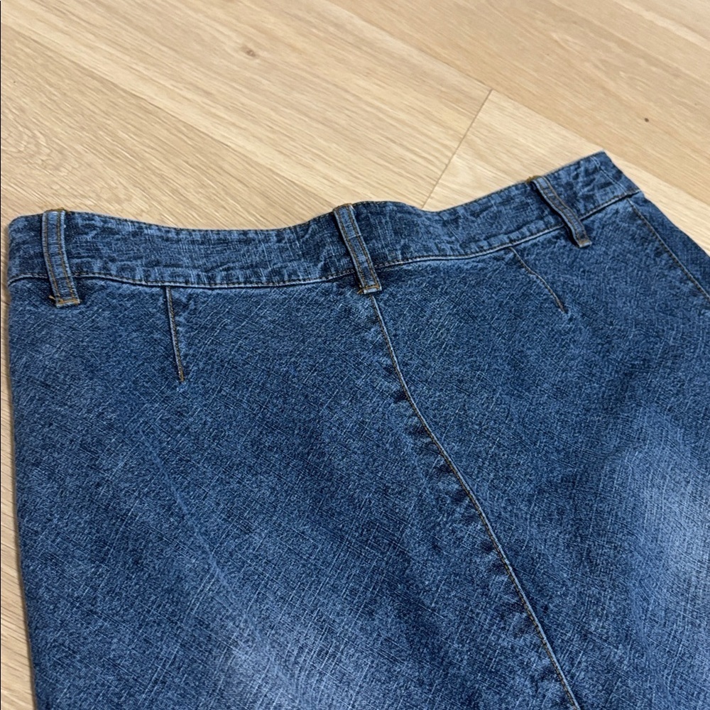 VINTAGE (4) Denim Maxi Skirt Smart Set Back Slit Slim Fitting - Picture 12 of 13